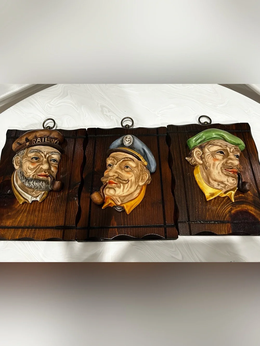 1960s Japan Lefton Kitsch Wall Plaque Sailor Roadman Oldman originals w:sticker